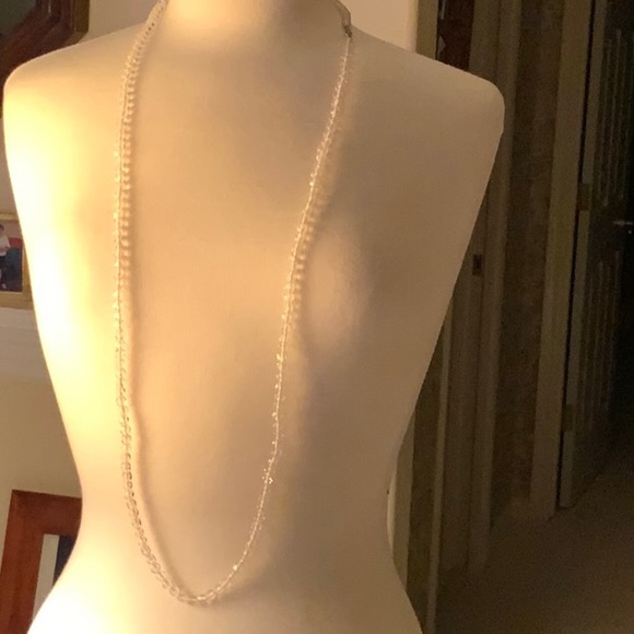 Clear Sparkly Beads Strung On White Cord With Silver-Tone Clasp - Picture 2 of 13